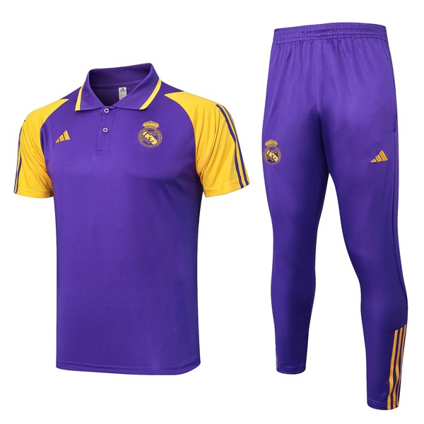 Polo Real Madrid Conjunto Completo 2024 2025 Purpura Amarillo